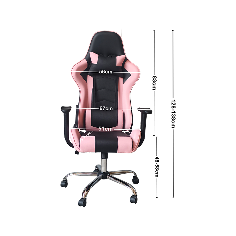 Itim at Pink Stitching Design mataas na kalidad na materyal na regular na gaming chair