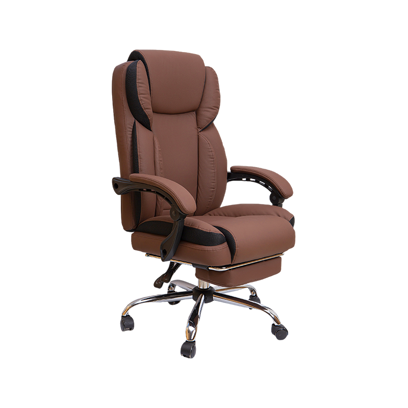 Kayumanggi na may footrest komportableng pu leather office chair